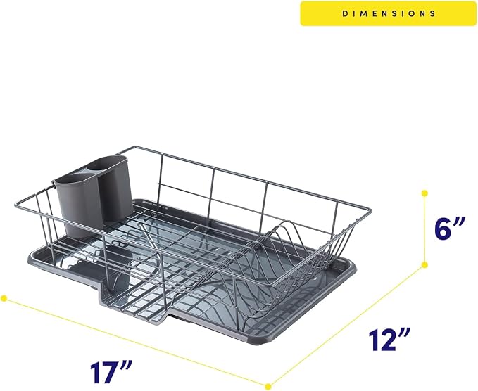 Sweet Home Collection Space-Saving 3-Piece Dish Drainer Rack Set: Efficient - Image 4