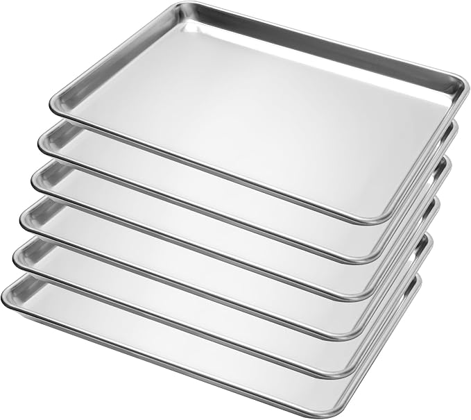 BIEAMA 6 Pack Half Size Baking Sheet Pan Aluminum Commercial Pan by BIEAMA
