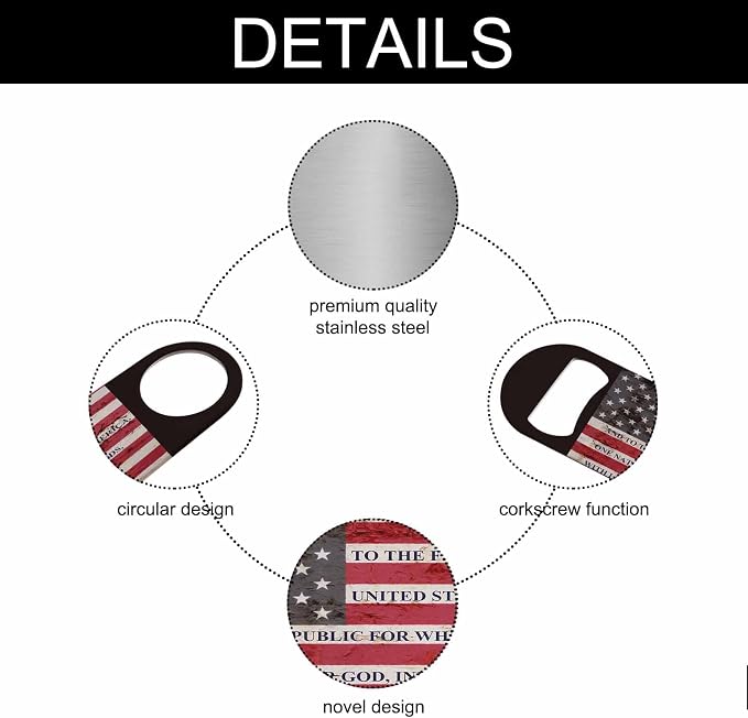 Usa Flag Stainless Steel Bottle Opener Pledge of Allegiance Written on A - Image 3