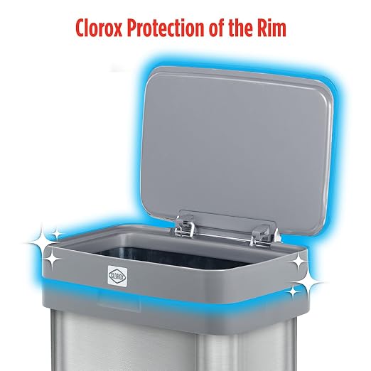 Clorox 13 Gallon Trash Can - 50L Kitchen Trash Can - Rectangular Stainless - Image 4