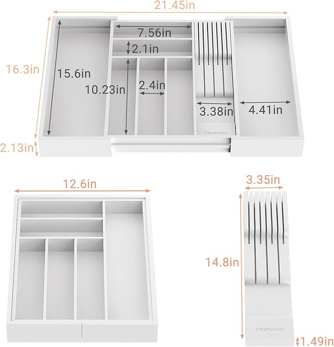 TIOPGHAD Bamboo-Silverware-Drawer-Organizer-Kitchen, Expandable Utensil Holder - Image 2