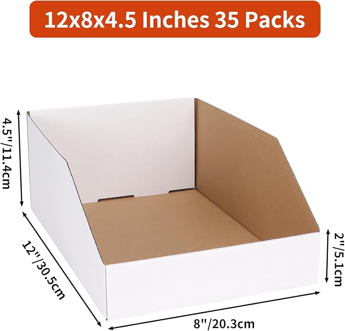 ZBEIVAN Cardboard Storage Bins Boxes 35 Packs 12x8x4.5 Inches, Easy Assembly - Image 2