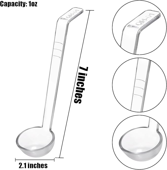 Coloch 20 Pack 1oz Plastic Small Ladle, 7 Inch Clear Mini Ladle Long Handle - Image 2