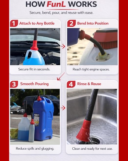 Stretchable Automotive Funnel 3-Pack – Universal Spill-Proof Flexible NBR Funnel - Image 2