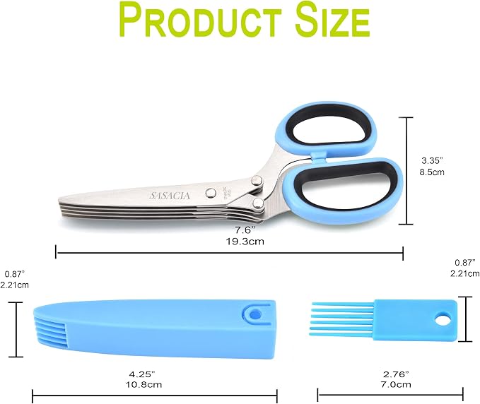Herb Scissors with 5 Blades & Cleaning Kit, Stainless Steel Kitchen Shears - Image 8
