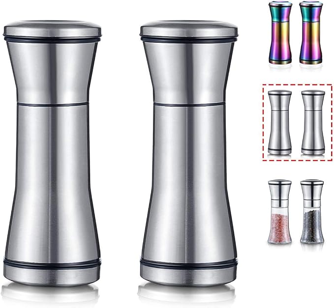 Kyraton Salt and Pepper Shakers, Stainless Steel Salt and Pepper Grinders by Kyraton