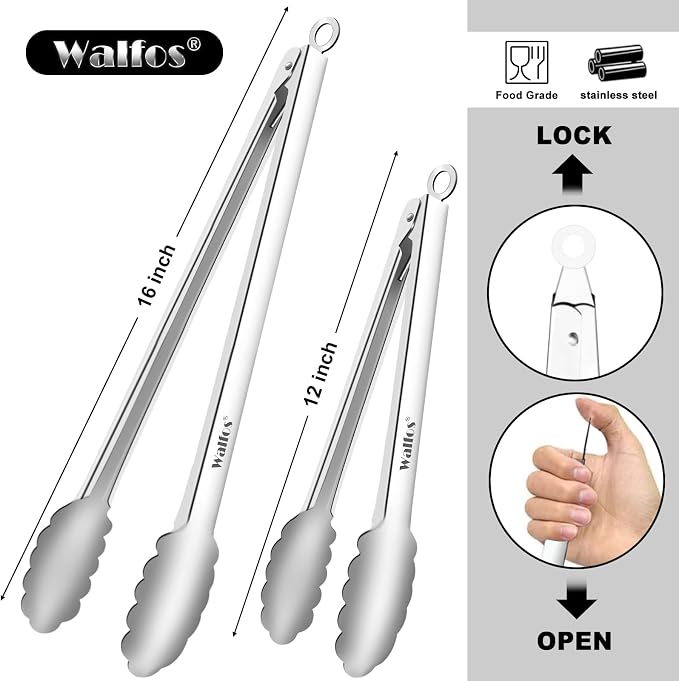 Tong for cooking, Walfos kitchen tongs set of 2 - Image 6