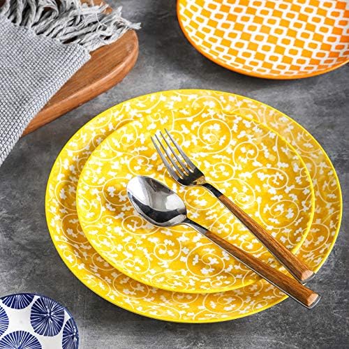 Selamica 8 inch Porcelain Dinner Plates, Large Size Serving Plate for