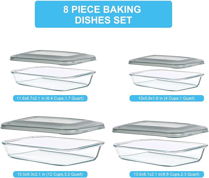 KOMUEE 8 Pieces Glass Baking Dish - Image 2