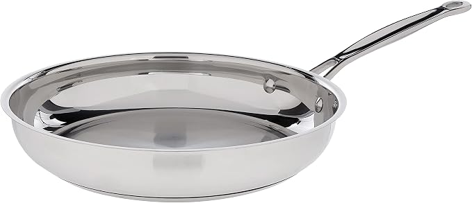 Cuisinart 10-Inch Open Skillet, Stainless Steel Skillet Large Kitchen Pan by Cuisinart