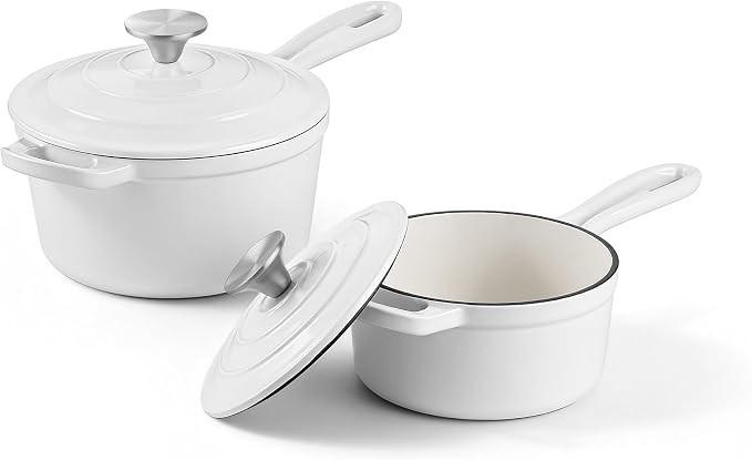 Homikit 1 QT & 2 QT Saucepan Set, Enameled Cast Iron Saucepan by Homikit