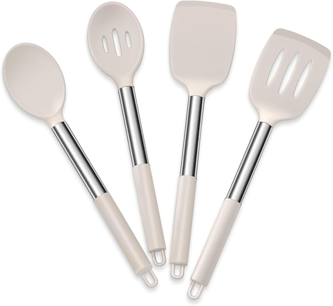 E-far Cooking Utensils Set of 4, Silicone Kitchen Utensils by E-far