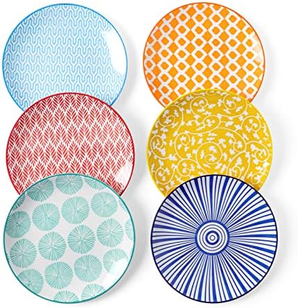 Selamica Ceramic Dessert Plates Set of 6, 6 Inch Small Plates for