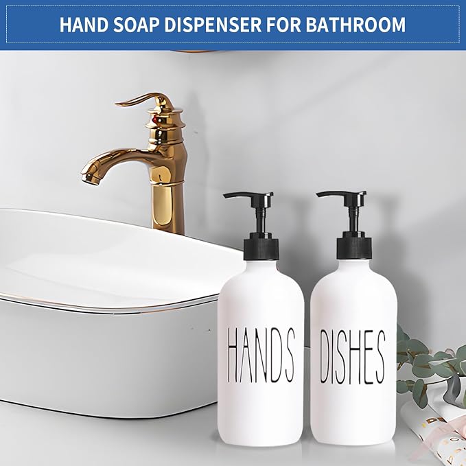 COHOSEGE 16 Oz Glass Soap Dispenser Set 2 Pack - Image 7