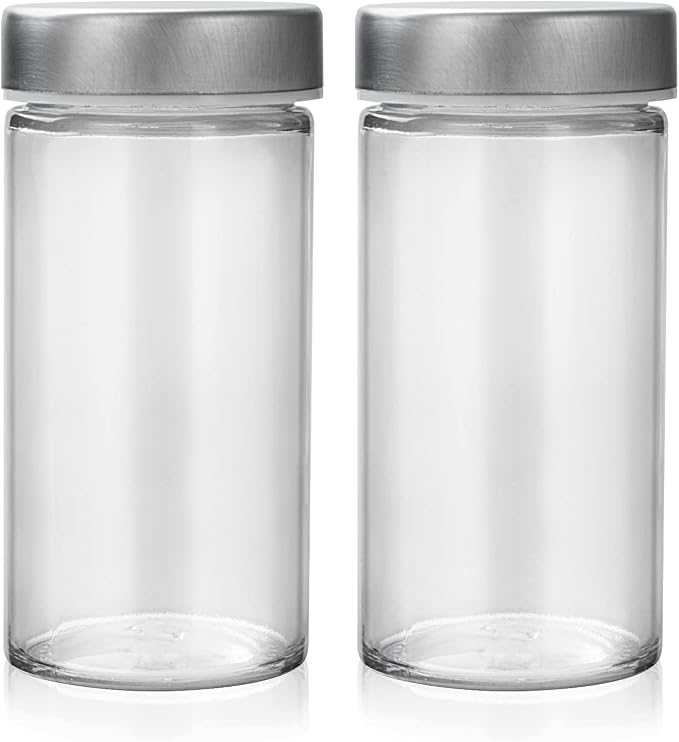 2 Pcs Glass Spice Jars/Bottles - 3oz Empty Round Spice Containers by Tianifa