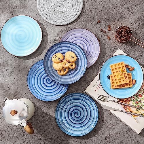 Selamica Ceramic Dessert Plates Set of 6,6 Inch Appetizer Plate for