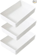 3 Pack White Plastic Drawer Organizer Tray Cutlery Utensil Makeups Drawer by ihomecooker