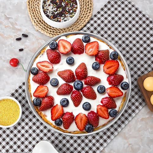 Inqibee 8-9.5-11 Inch Round Cake Pan Set, Stainless Steel Textured