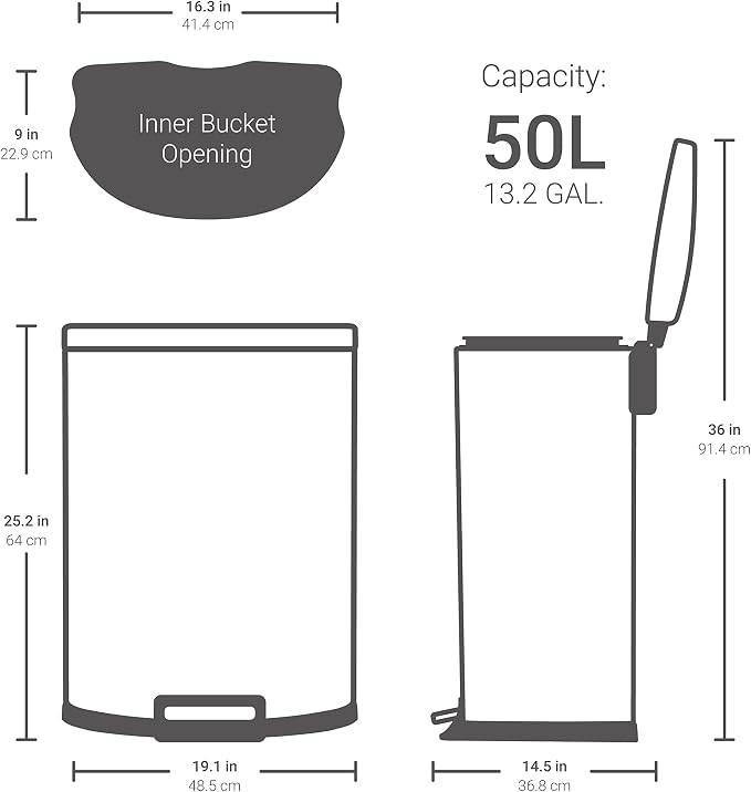 QUALIAZERO 50L/13Gal Heavy Duty Hands-Free Stainless Steel Commercial/Kitchen - Image 3