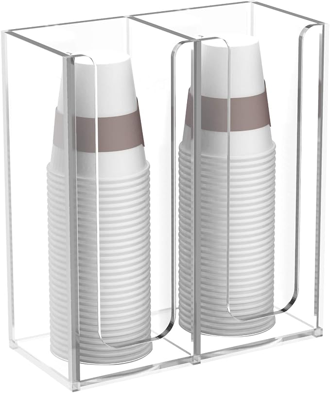 Richboom Acrylic Coffee Cup and Lid Storage Organizer Holder, 2 Compartments - Image 4