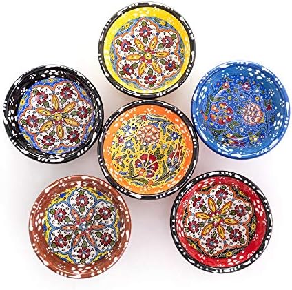 Turkish Ceramic Pinch Bowls Set of 6 – Small Dipping Bowls for