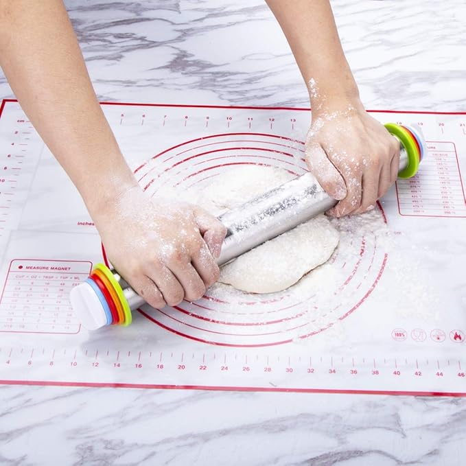 Rolling Pin and Pastry Baking Mat Set, Rolling Pins - Image 5