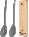 Pack of 2 Silicone Cooking Spoons, Non Stick Solid Kitchen Spoon by BUNDLEPRO