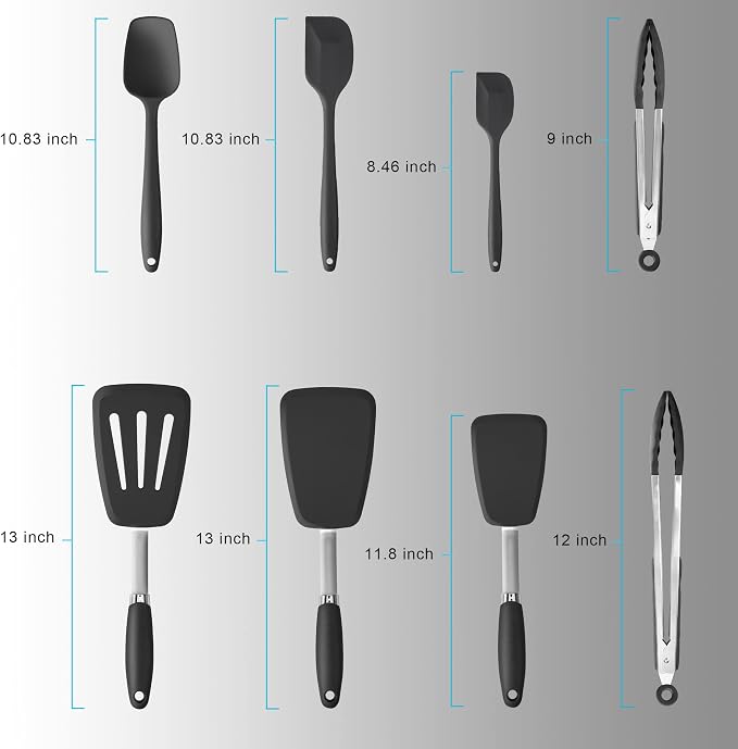 Silicone Spatulas Set Turners Tongs Cooking Utensils Set High Heat Resistant - Image 8