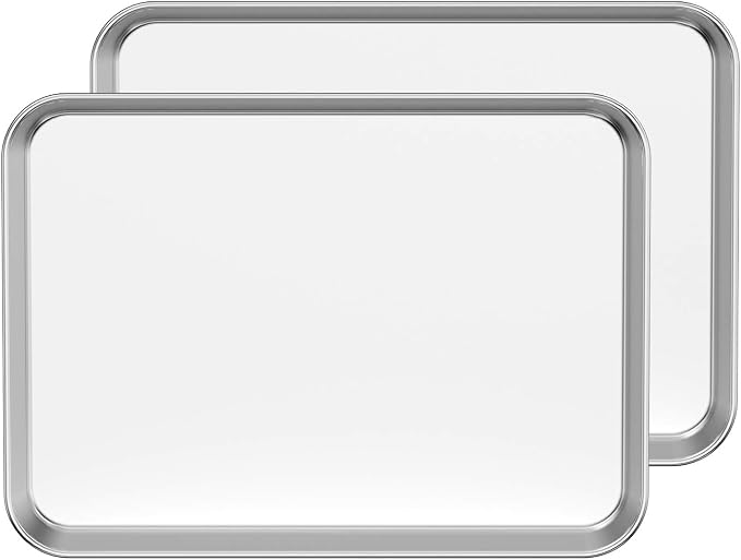Baking Sheet Set of 2, Stainless Steel 2-Piece Cookie Sheet, Toaster Oven by BASTWE