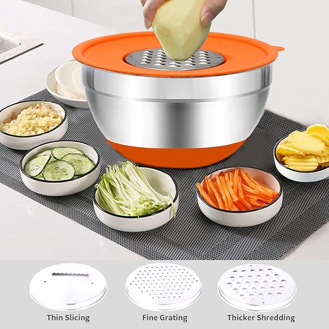 Rottay Mixing Bowls with Airtight Lids, Nesting Bowls with 3 Grater Attachments - Image 2