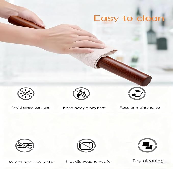 French Rolling Pin, 15.75 Inches Wooden Rolling Pin - Image 7