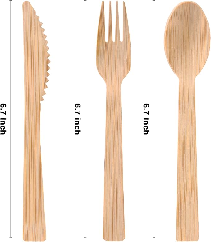 Pre Rolled Napkin and Bamboo Cutlery Set - Image 2