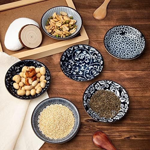 Eisinly 6 Pack Dipping Bowls,3 OZ Small Ceramic Soy Sauce Dish,Vintage