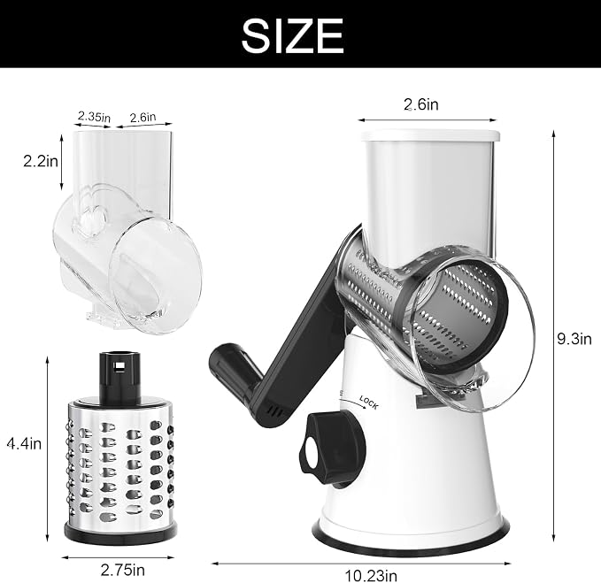 Cambom Rotary Cheese Grater Hand Crank Cheese Shredder - Image 8