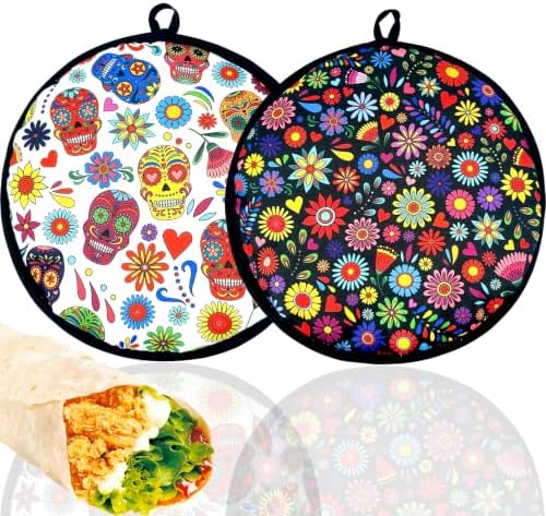 2 Pack Large Tortilla Warmers Premium Insulated Fabric Pouch Keeps