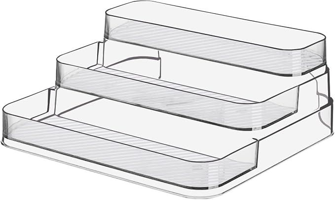 Acrylic Spice Rack, No Assembly Clear 3 Tier Condiment Bottle Shelf Vanity by Zilphoba