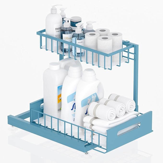 Saydear Under Sink Organizer Storage 2-Tier Premium Metal Pull-Out Kitchen by Saydear