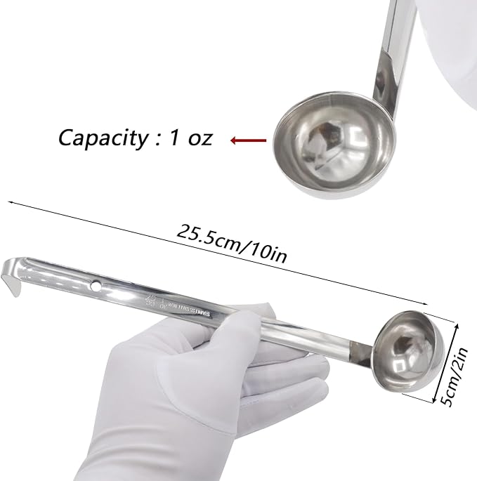 3 Pcs 1 oz Stainless Steel Soup Ladle Set, Long Handle Serving Spoons - Image 3