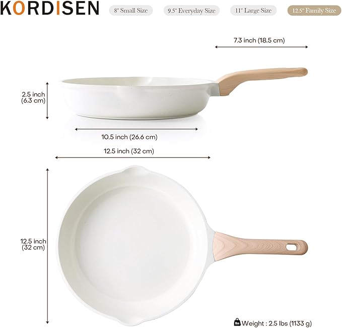 Kordisen Nonstick Ceramic Frying Pan, 12.5 Inch Ceramic Large Skillet, Healthy - Image 2