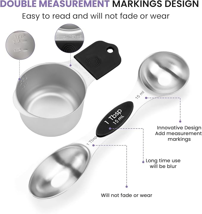 Magnetic Measuring Cups and Spoons Set, N52 Magnetic spoons Nesting Design - Image 4
