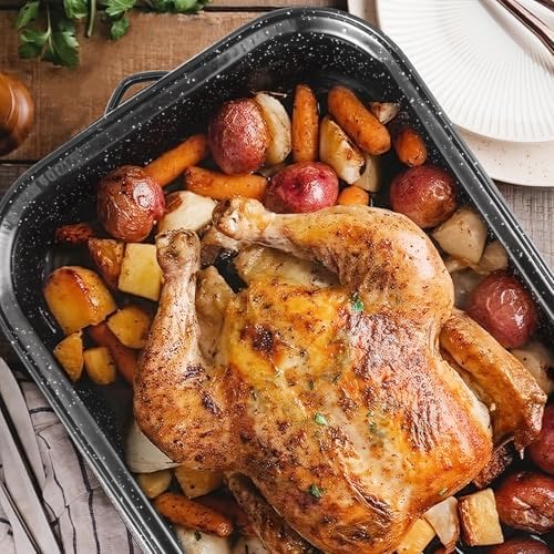 Roasting Pan With Lid and Rack, 21' Rectangular, 25lb Turkey