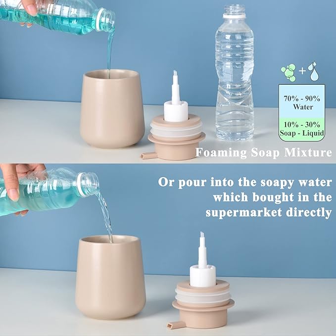 Bosilunlife Ceramic Foaming Soap Dispenser - 12Oz Bathroom Countertop Kitchen - Image 4