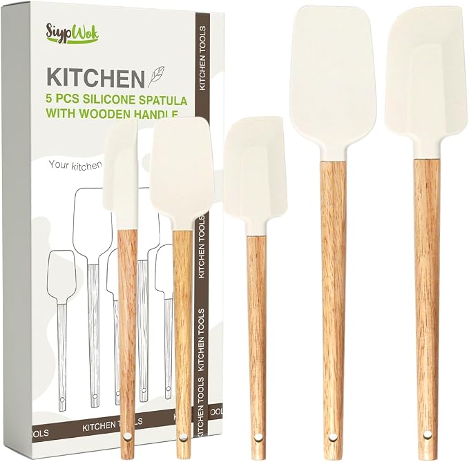 Silicone Spatula Set, Food Grade Rubber Spatula-5 Piece Nonstick Rubber Spatulas by HighQualityKitchenAccessory