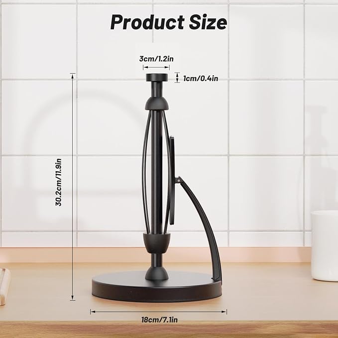 VEHHE Paper Towel Holder Countertop, One-Handed Tear, Stainless Steel, Stand - Image 5