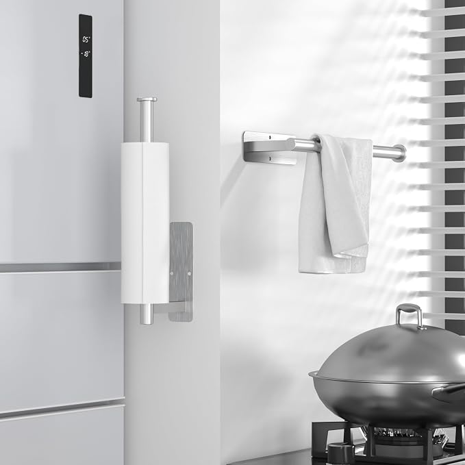 ASTOFLI Paper Towel Holder Under Cabinet No Drilling, Self Adhesive Paper Towel - Image 2