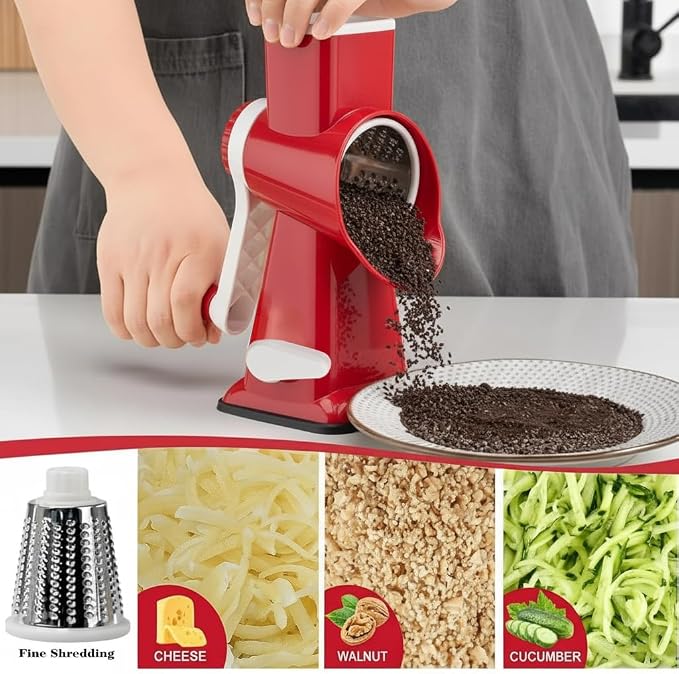 YOUCZON Rotary Cheese Grater Multi-Purpose Stainless Steel Cheese Shredder - Image 4
