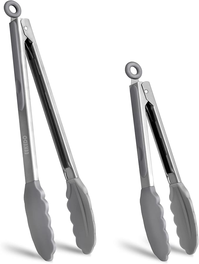 Tongs for Cooking, 600ºF High Heat-Resistant Stainless Steel Kitchen Tongs by EEKEDO