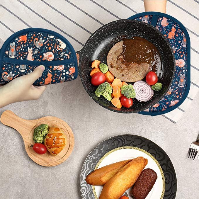 Pot Holders Set of 2 with Transparent Clear Silicone Shell and Nice Cat Flower - Image 8