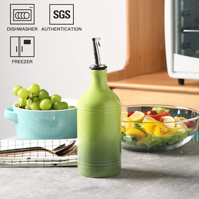 Sweejar Ceramic Olive Oil Dispenser Bottle, Opaque Oil Cruet Protects to Reduce - Image 2