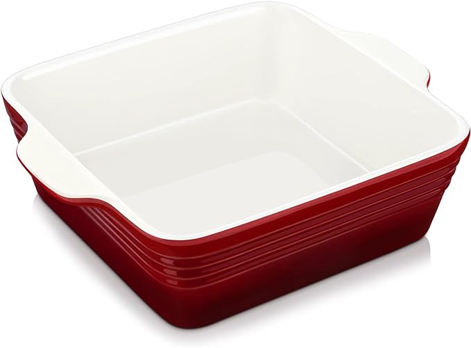 LOVECASA 8x8 inch Baking Pan, 2 Quart Square Cake Pan Baking Dish by LOVECASA